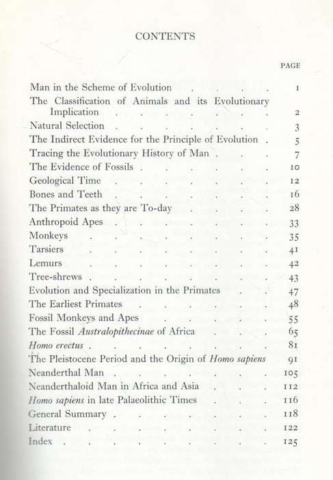 HISTORY OF THE PRIMATES - W E GROS CLARKE (10TH EDITION 1970)