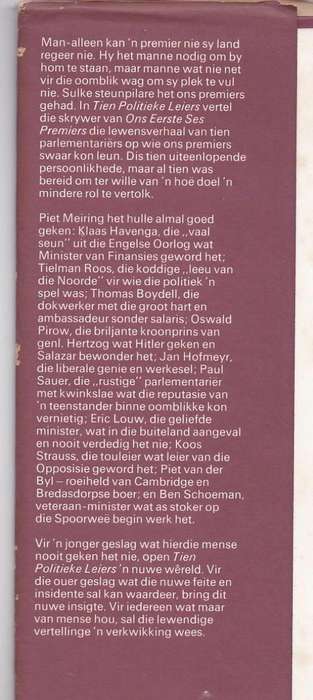 10 POLITIEKE LEIERS - PIET MEIRING  (1 STE UITGAWE 1973)