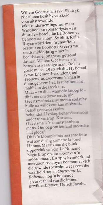 ONRUS OOR LA BOHEME , KLUB 707 - DERICK JACOBS (1988) JEUGVERHAAL