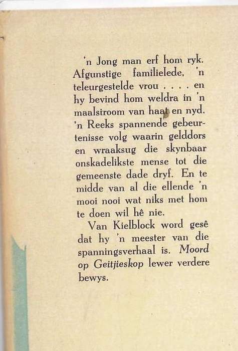 MOORDE OP GEITJIESKOP - KARL KIELBLOCK (1950)