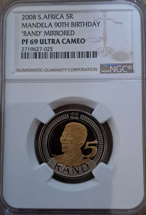 PF 69  Mirrored 2008 Mandela 90th Birthday coin Ultra Cameo