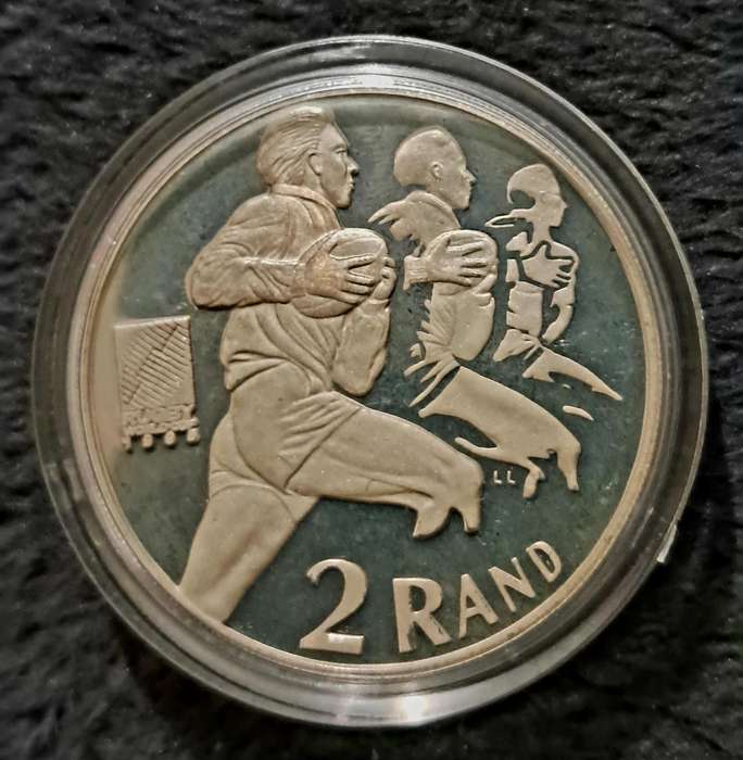 1995 Rugby World Cup 1oz Silver 2 Rand Coin
