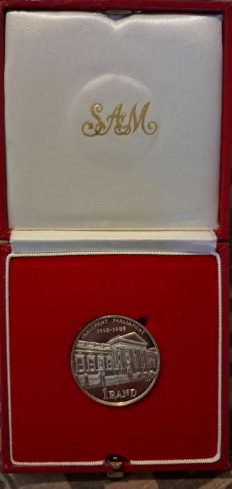 1985 Silver Proof  1 Rand Parliament