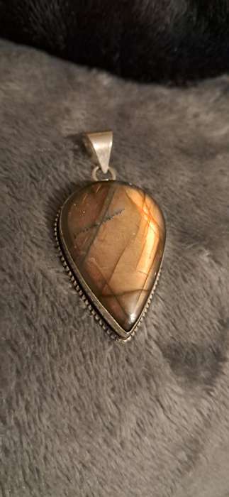 Genuine Labradorite Pendant Silver Platedl