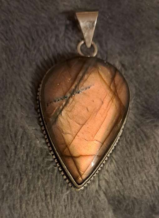 Genuine Labradorite Pendant Silver Platedl