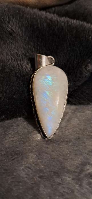 Genuine Moonstone Silver Plated Teardrop Pendant