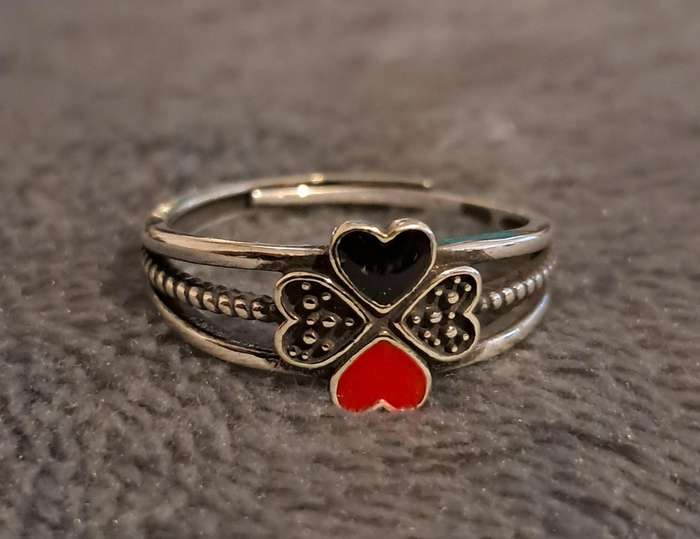 Sterling Silver Adjustable Ring Hearts