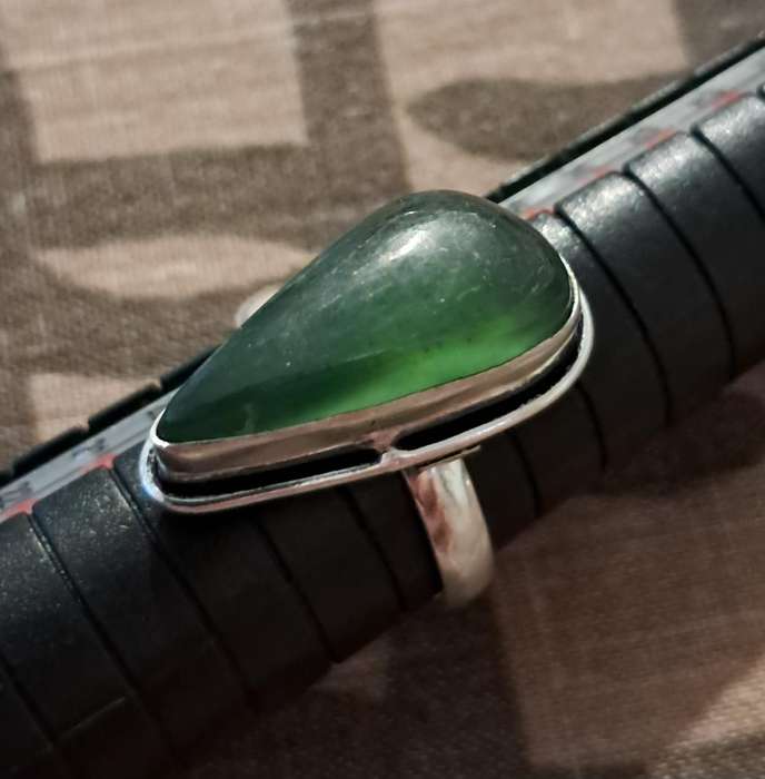 Natural Stone Adjustable Silver Plated Ring