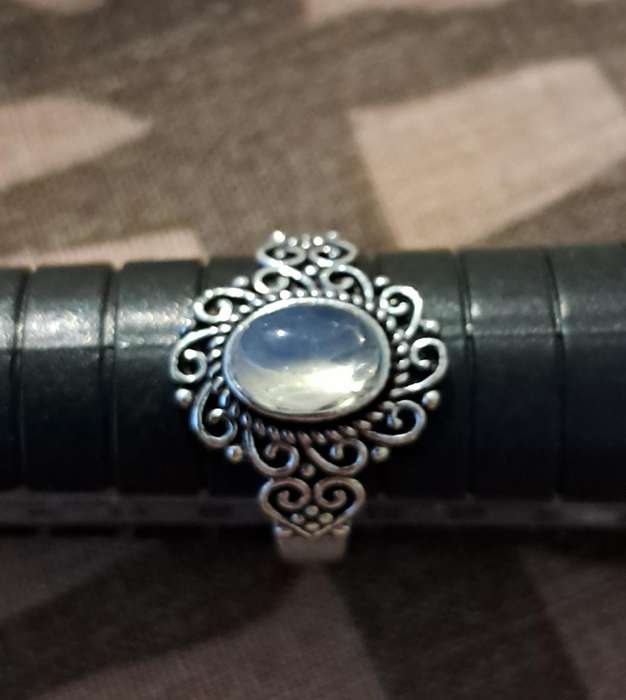 Opalite Ring Silver Plated Size 6