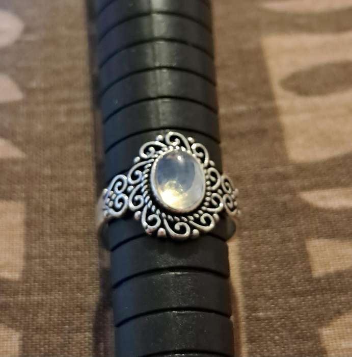 Opalite Ring Silver Plated Size 6