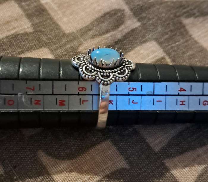 Opalite Ring Silver Plated Size 5.5