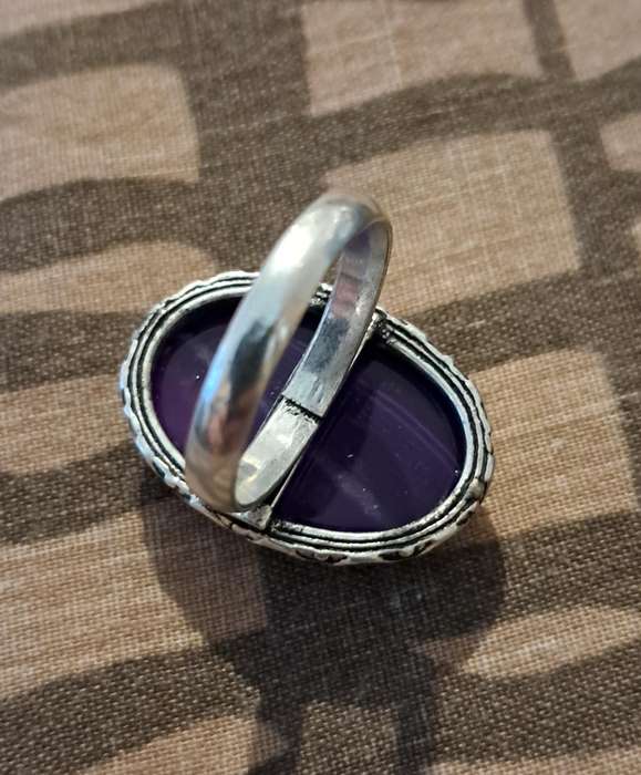 Natural Stone Ring Silver Plated Size 9
