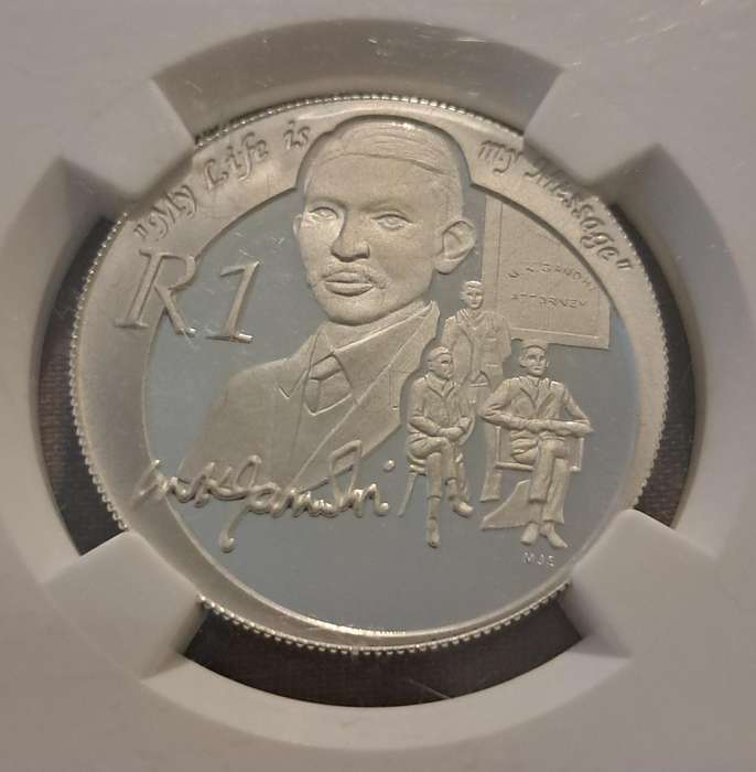 2008  PF 70 Ultra Cameo Mahatma Gandhi Silver 1 Rand