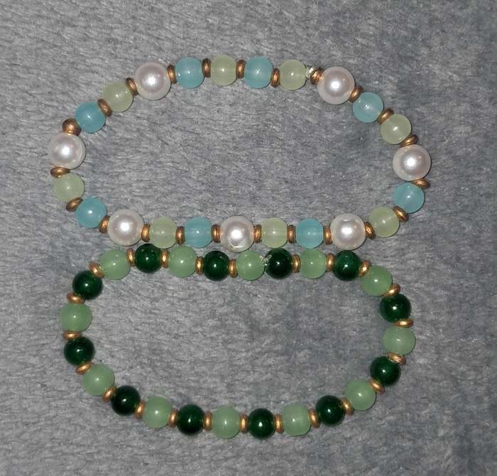 Handmade Stretch Bracelet Set Stone Beads
