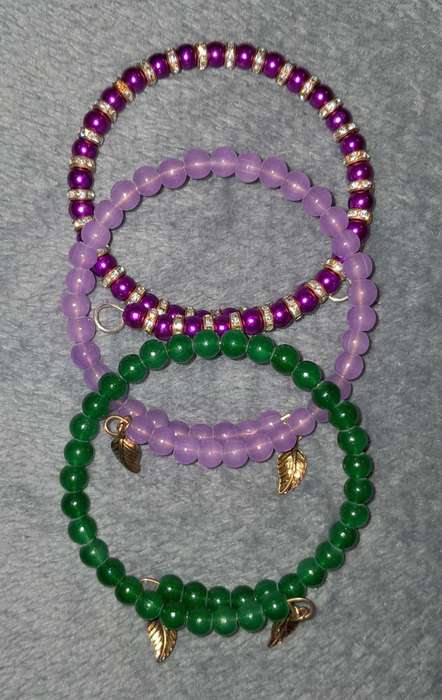 Handmade Beaded Memory Wire Bangles Set