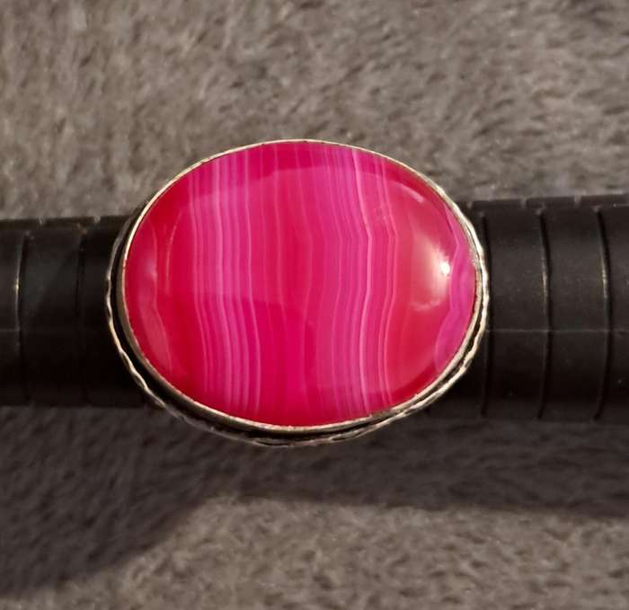Natural Onyx Silver Plated Ring Size 8