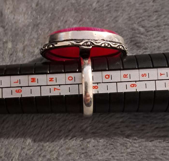 Natural Onyx Silver Plated Ring Size 8