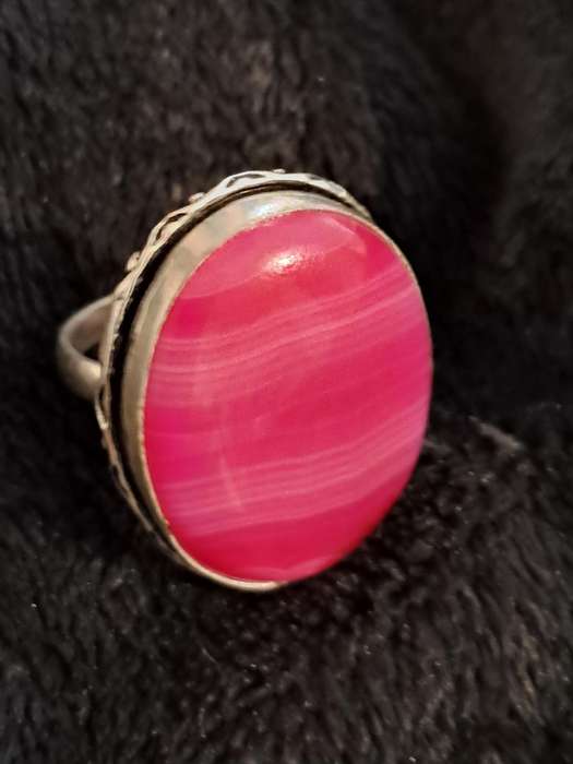 Natural Onyx Silver Plated Ring Size 8
