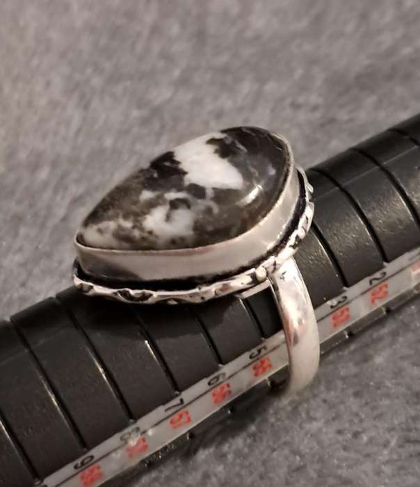 Natural Stone Silver Plated Ring Size 7