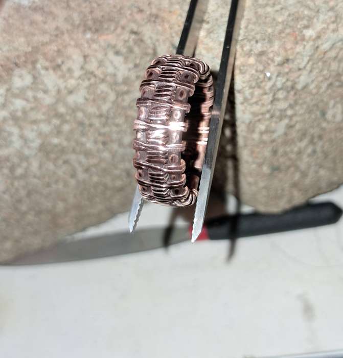 Handmade Copper Woven Ring Size 10 and Up