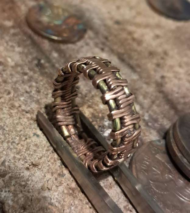 Handmade Copper Woven Ring Size 7