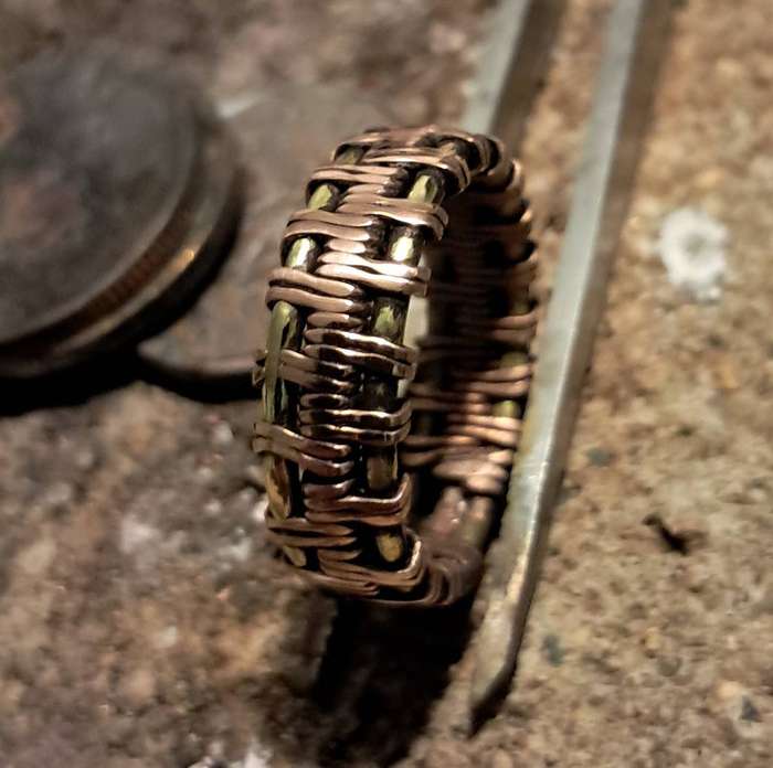 Handmade Copper Woven Ring Size 7