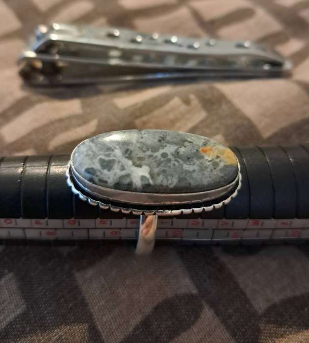 Natural Stone Silver Plated Ring Size 9