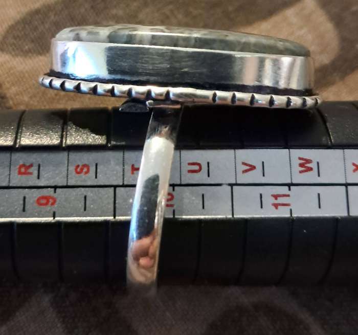 Natural Stone Silver Plated Ring Size 9