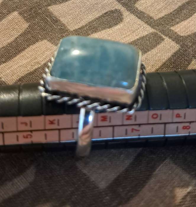Silver Plated Natural Stone Ring Size 6