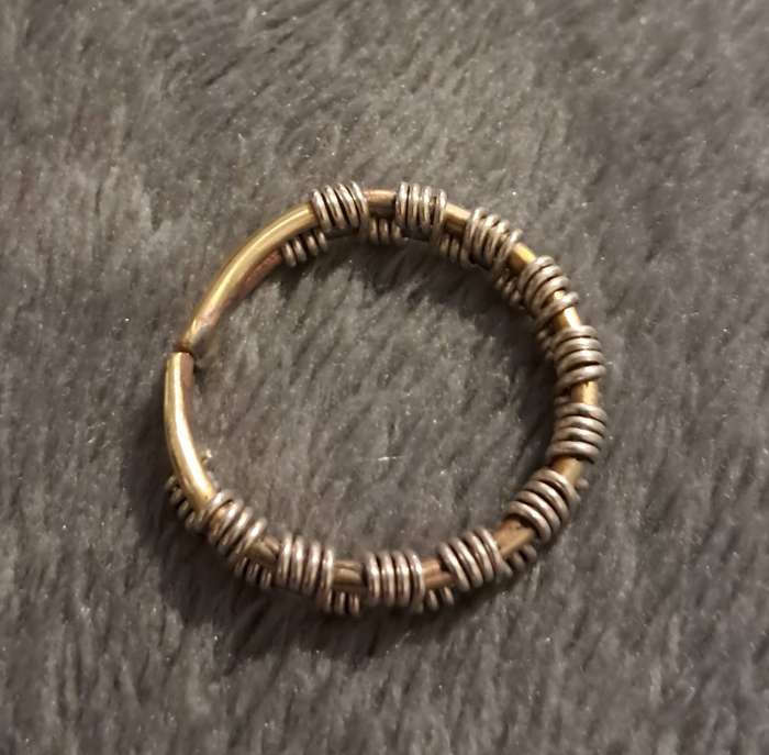 Handmade Copper and Brass Ring woven with Sterling Silver Wire