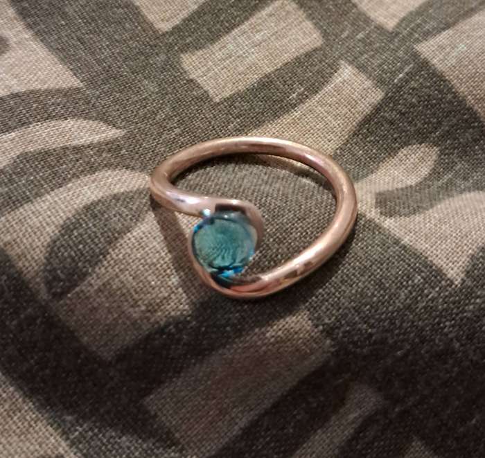 Handmade Copper Ring Size 8 Synthetic Stone