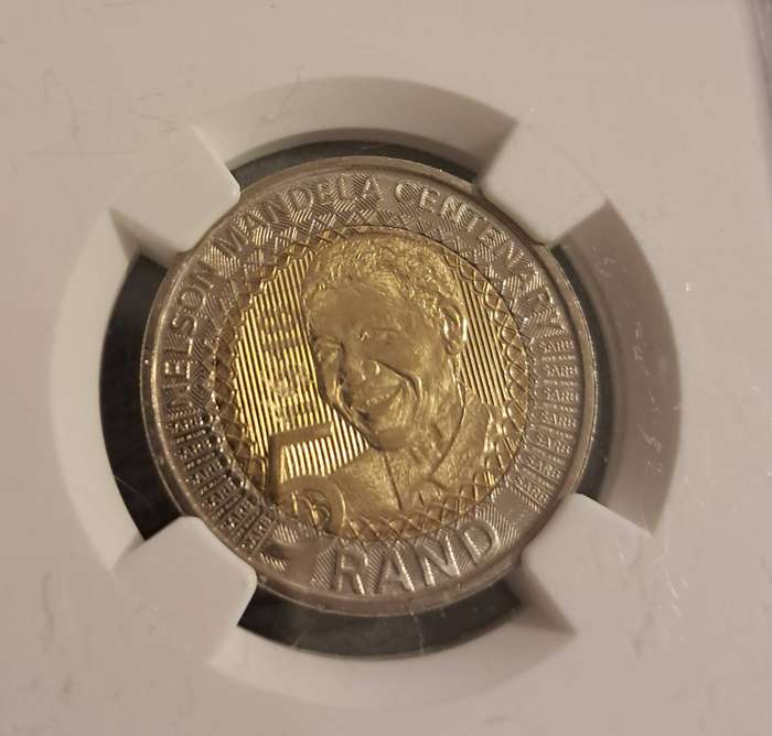 MS68 2018 Nelson Mandela Centenary 5 Rand Coin