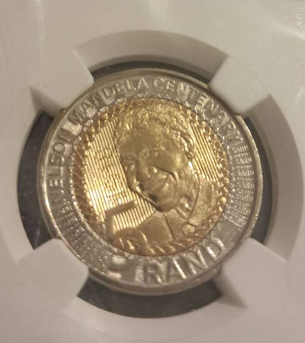 2018 MS67 Nelson Mandela Centenary 5 Rand Coin