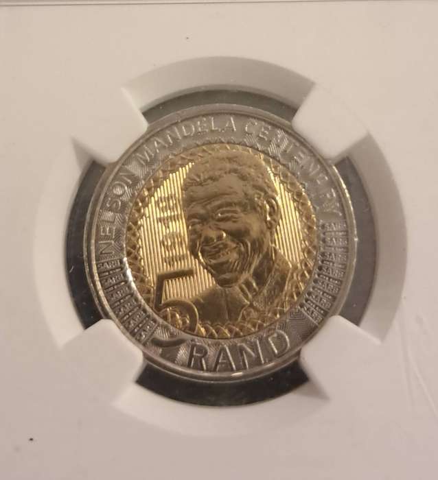 2018 MS66 Nelson Mandela Centenary 5 Rand Coin