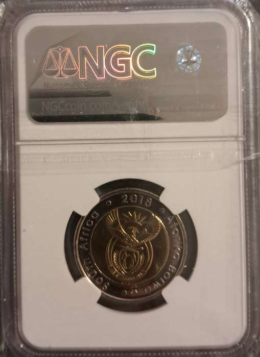 2018 MS66 Nelson Mandela Centenary 5 Rand Coin