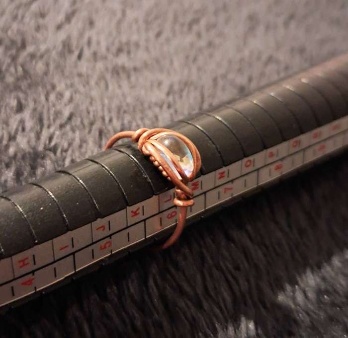 Size 6 Synthetic Moonstone Handmade Copper Ring