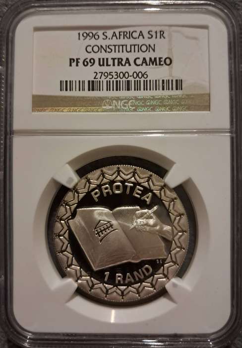 1996 PF69 Ultra Cameo Silver Constitution 1 Rand