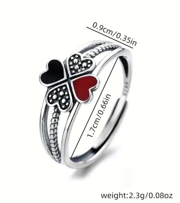 Sterling Silver Adjustable Ring Hearts