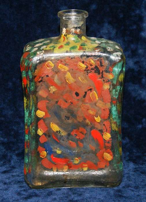 Hand painted glass bottle
