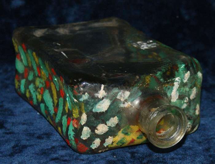 Hand painted glass bottle
