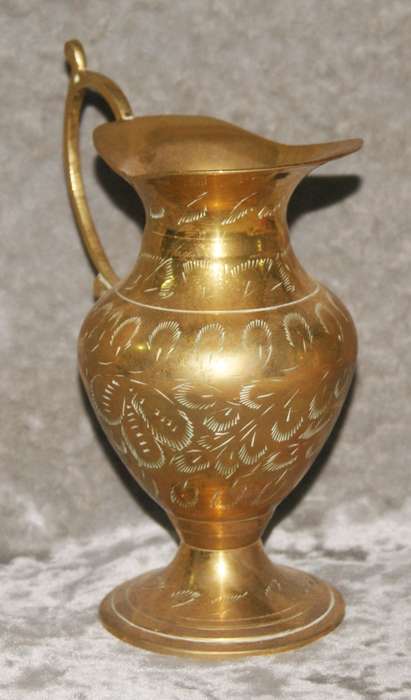 Vintage hand etched brass jug