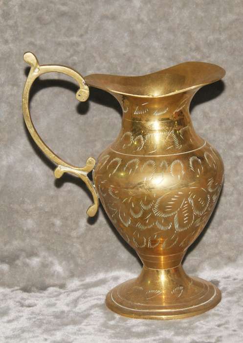 Vintage hand etched brass jug