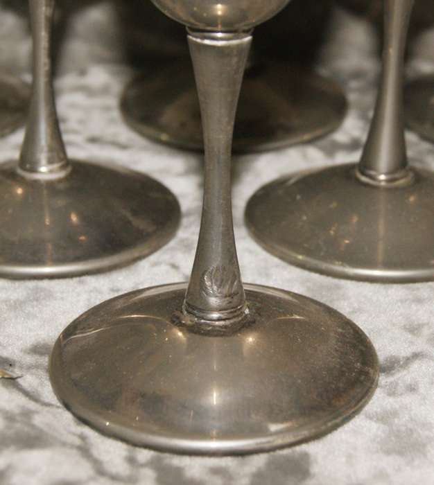 Set of 6 Bolcona silver plated wine goblets