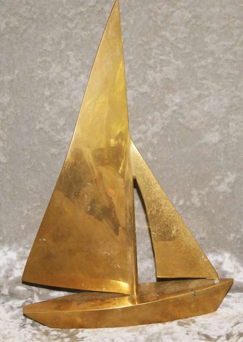 Large brass sailing boat (yacht)