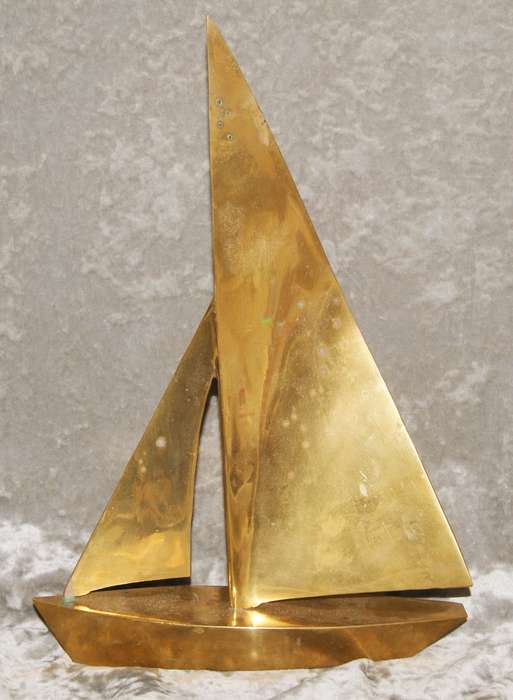 Large brass sailing boat (yacht)