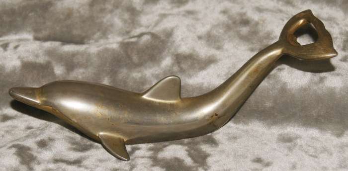 Silver plated dolphin bottle opener