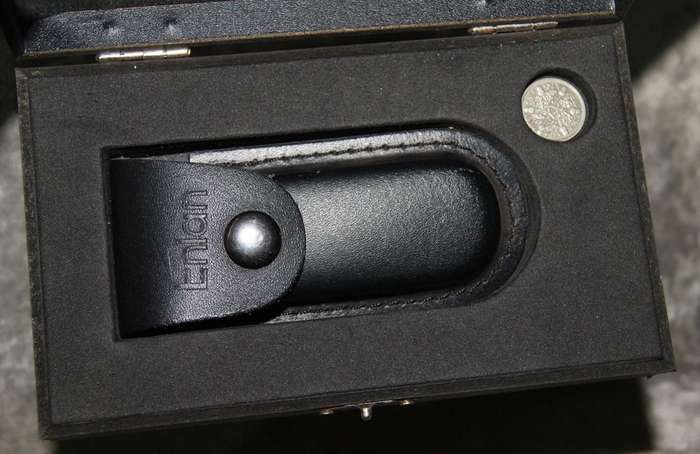 Enlan Biltong Pro knife with 1936 silver Sixpence coin
