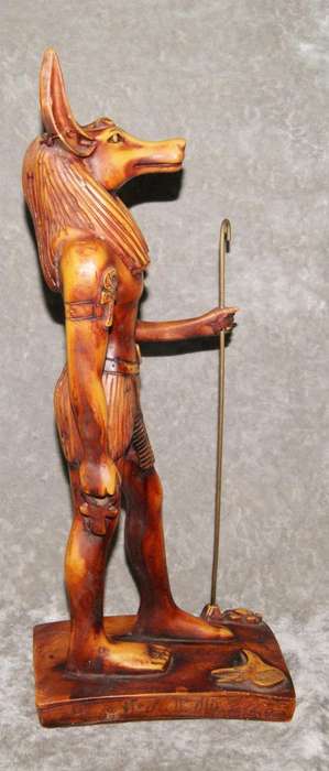 Egyptian hand cast resin hand decorated Anubis statue