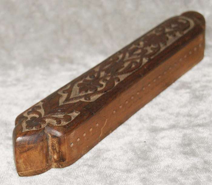 Hand carved vintage pen case