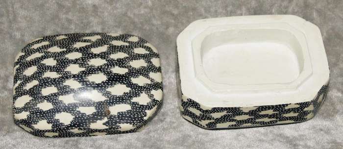 Hand carved and hand decorated stone trinket box